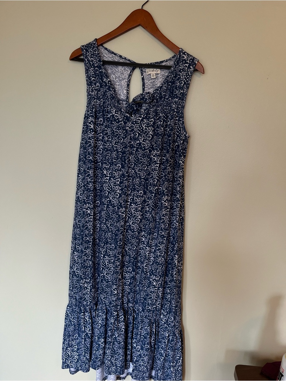 Wonderly Navy Blue Floral Sleeveless Maxi Dress